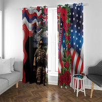 Hawaii and United States Memorial Day Window Curtain Honor and Remember The Fallen