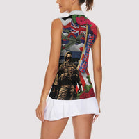 Hawaii and United States Memorial Day Women Sleeveless Polo Shirt Honor and Remember The Fallen