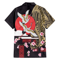 Japanese Culture and Hawaiian Tribal Family Matching Puletasi and Hawaiian Shirt Sakura Blossom Tapa Pattern