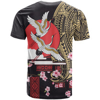 Japanese Culture and Hawaiian Tribal T Shirt Sakura Blossom Tapa Pattern