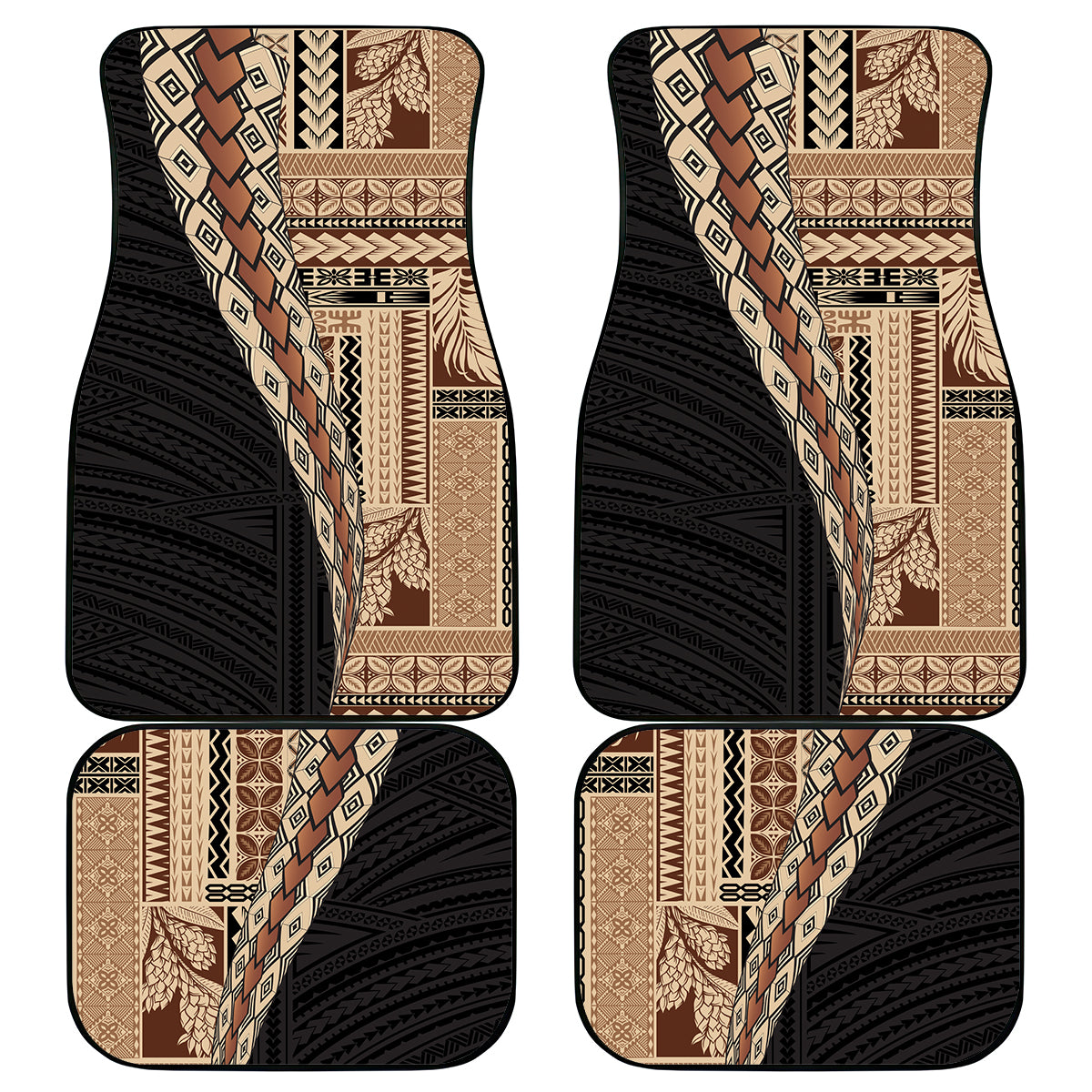 Samoa Siapo Motif Half Style Car Mats Brown Version