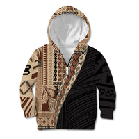 Samoa Siapo Motif Half Style Kid Hoodie Brown Version