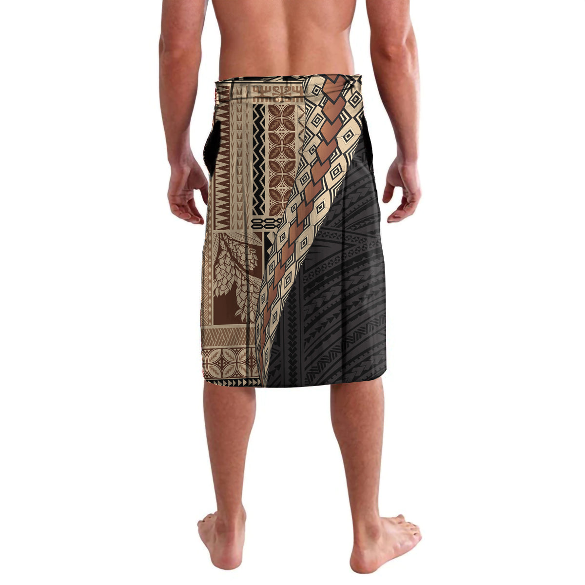 Samoa Siapo Motif Half Style Lavalava Brown Version