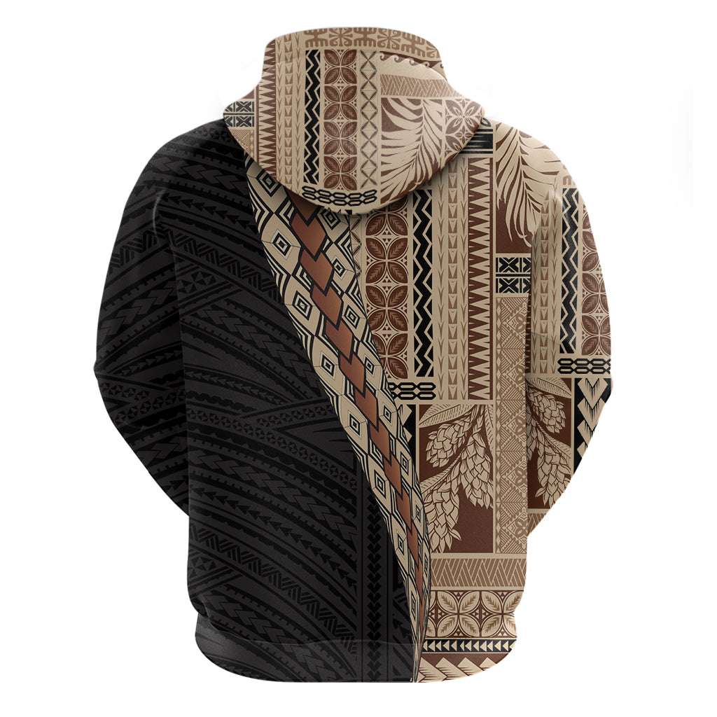 Samoa Siapo Motif Half Style Zip Hoodie Brown Version