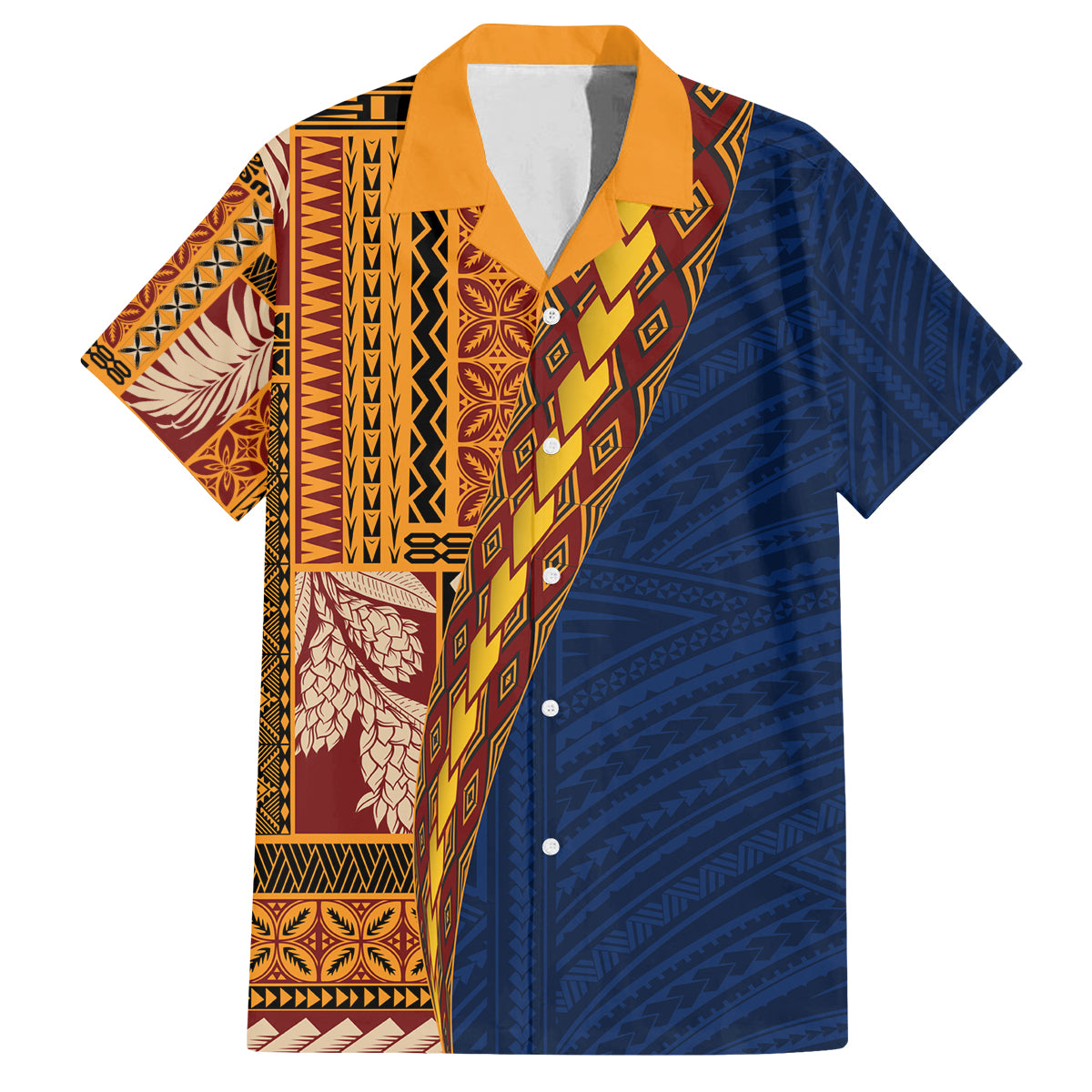 Samoa Siapo Motif Half Style Family Matching Tank Maxi Dress and Hawaiian Shirt Colorful Version