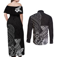 Guam Latte Stone Chamorro Culture Couples Matching Off Shoulder Maxi Dress and Long Sleeve Button Shirt Tapa Pattern
