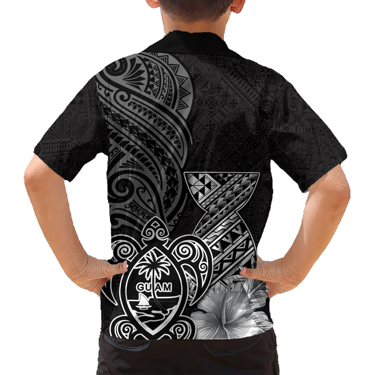 Guam Latte Stone Chamorro Culture Family Matching Short Sleeve Bodycon Dress and Hawaiian Shirt Tapa Pattern