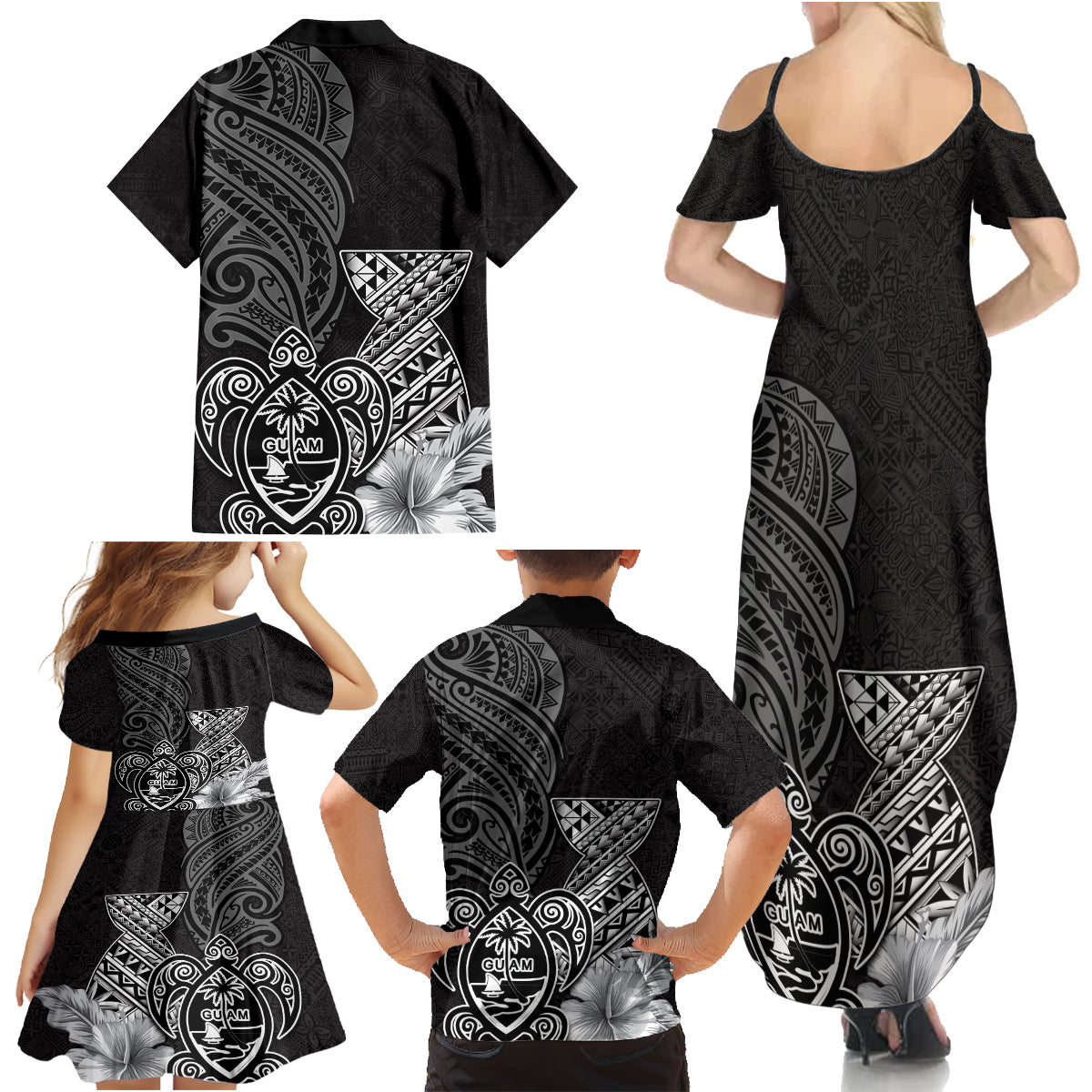 Guam Latte Stone Chamorro Culture Family Matching Summer Maxi Dress and Hawaiian Shirt Tapa Pattern