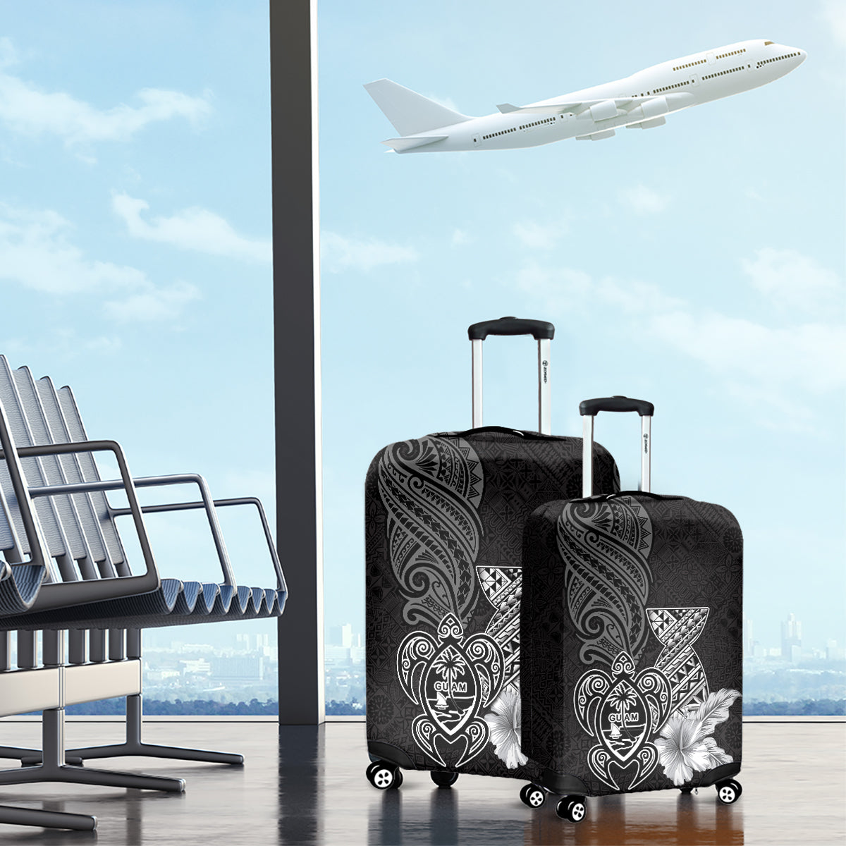 Guam Latte Stone Chamorro Culture Luggage Cover Tapa Pattern