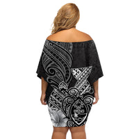 Guam Latte Stone Chamorro Culture Off Shoulder Short Dress Tapa Pattern