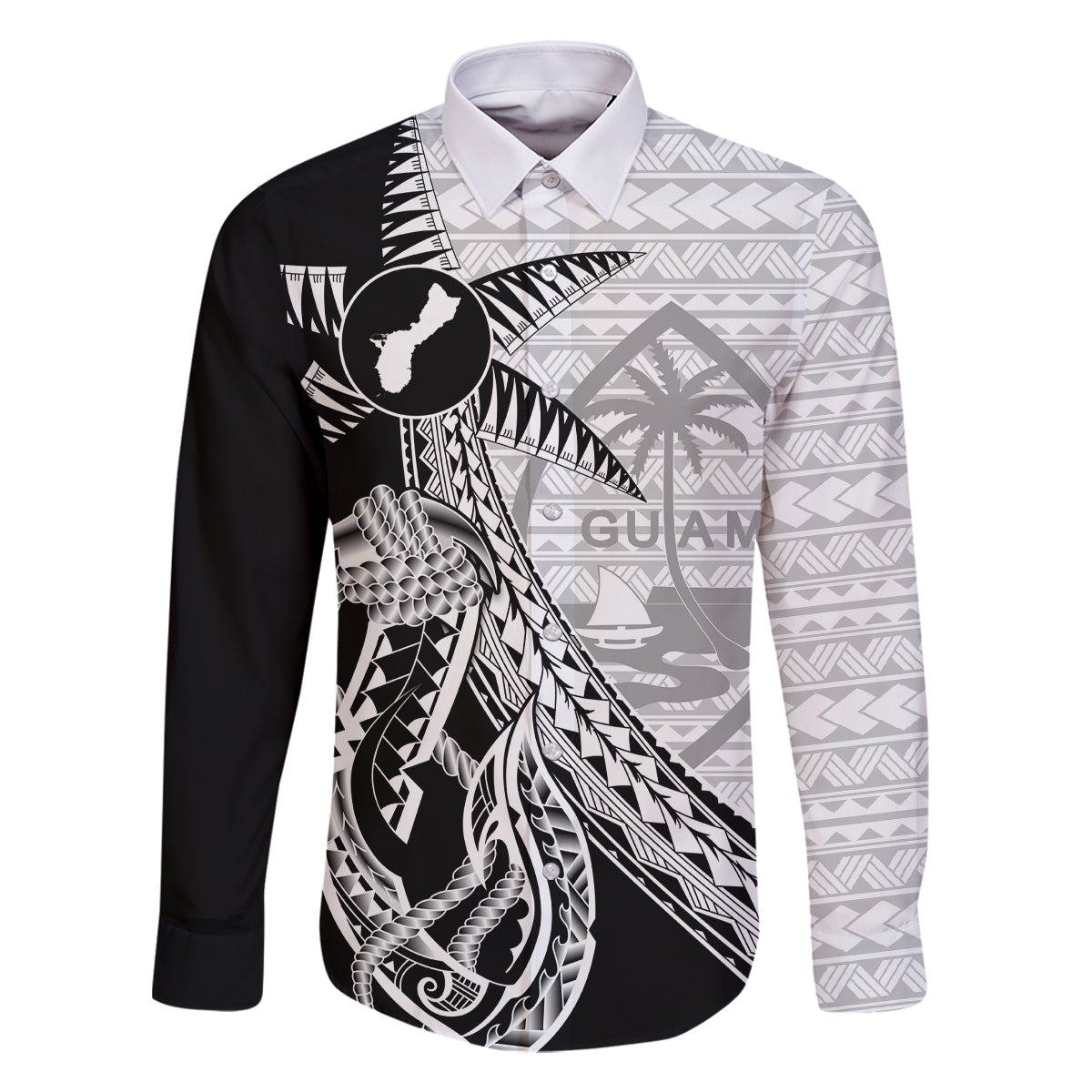 Guam Fish Hook and Palm Tree Family Matching Mermaid Dress and Hawaiian Shirt Polynesian Pattern Half Style