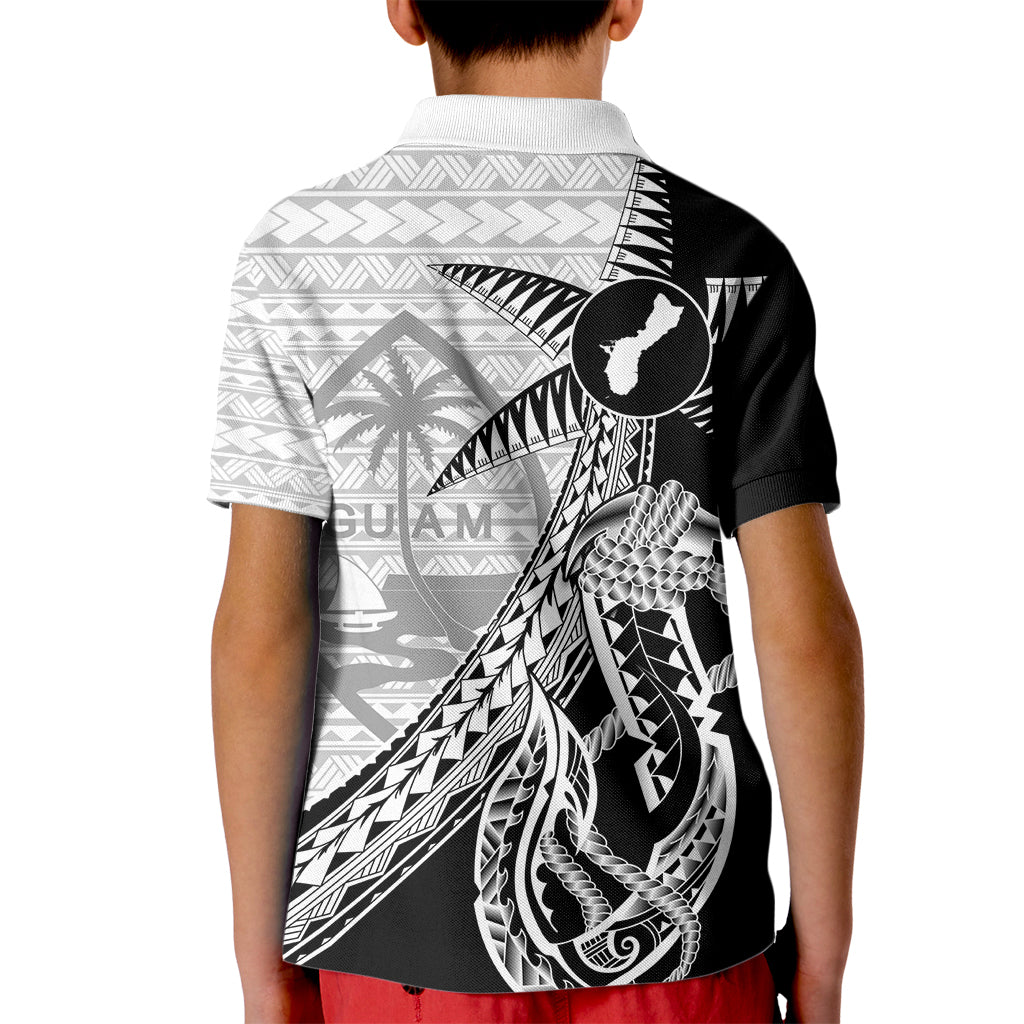 Guam Fish Hook and Palm Tree Kid Polo Shirt Polynesian Pattern Half Style