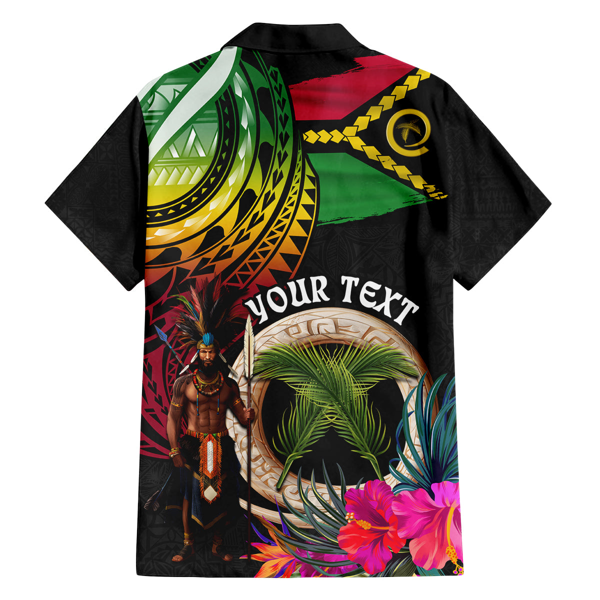 Personalised Vanuatu 44th Anniversary Family Matching Tank Maxi Dress and Hawaiian Shirt Boars Tusk and Melanesian Warrior Indipendens Dei