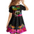 Personalised Vanuatu 44th Anniversary Kid Short Sleeve Dress Boars Tusk and Melanesian Warrior Indipendens Dei
