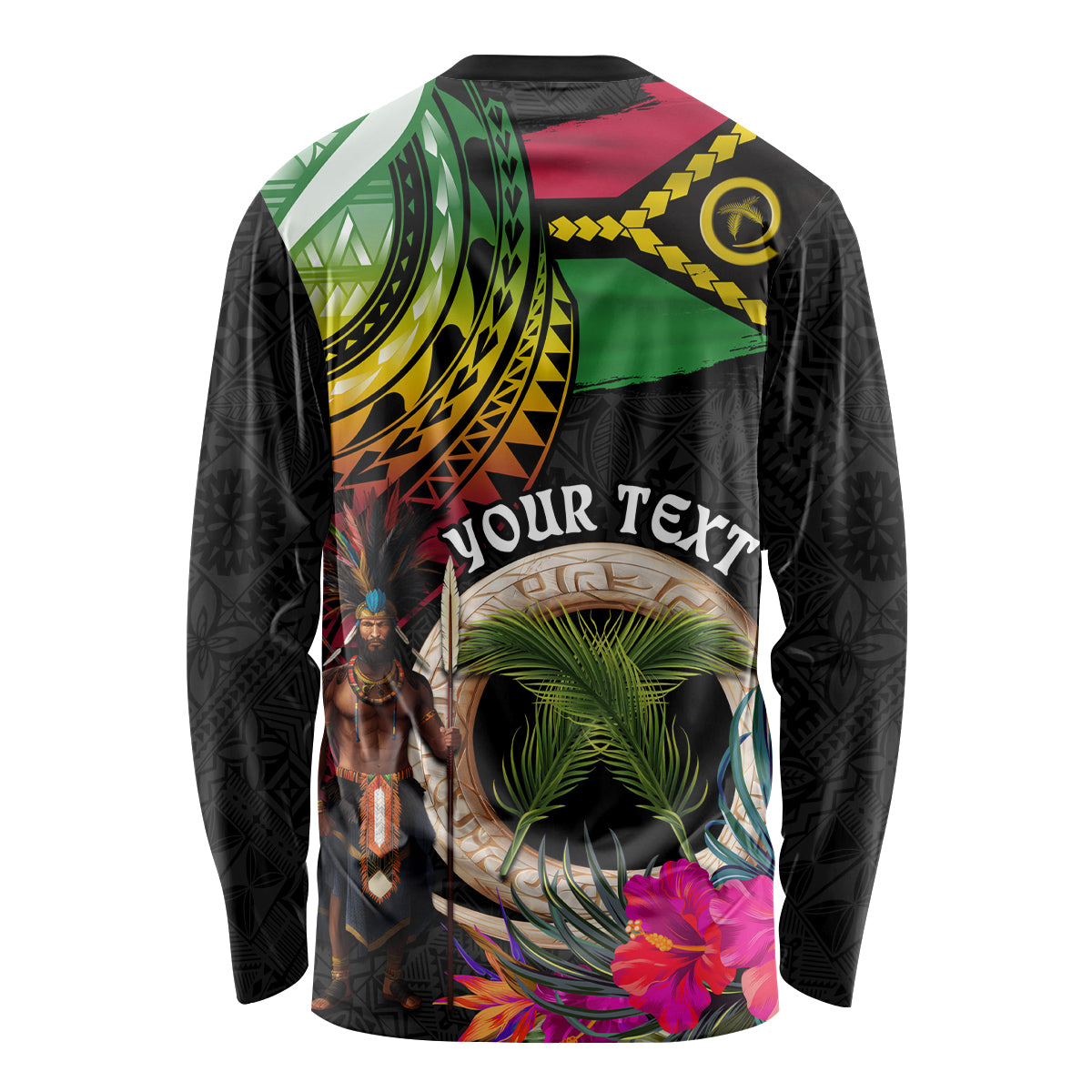 Personalised Vanuatu 44th Anniversary Long Sleeve Shirt Boars Tusk and Melanesian Warrior Indipendens Dei LT03 - Polynesian Pride