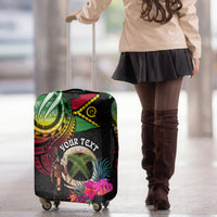 Personalised Vanuatu 44th Anniversary Luggage Cover Boars Tusk and Melanesian Warrior Indipendens Dei