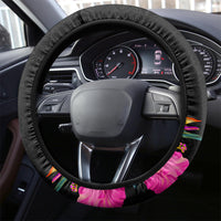 Vanuatu 44th Anniversary Steering Wheel Cover Boars Tusk and Melanesian Warrior Indipendens Dei