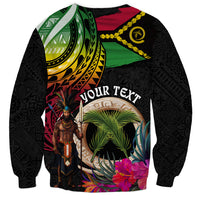 Personalised Vanuatu 44th Anniversary Sweatshirt Boars Tusk and Melanesian Warrior Indipendens Dei LT03 - Polynesian Pride