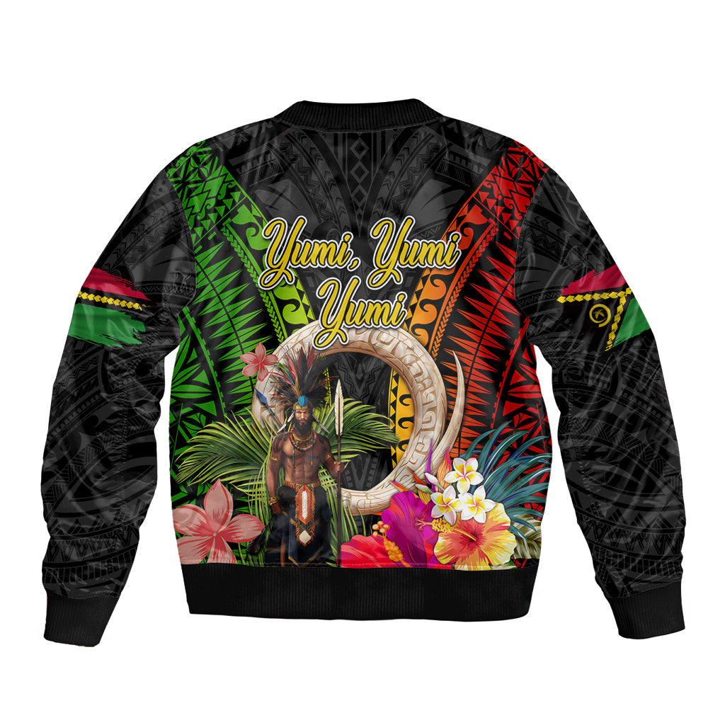 Vanuatu Independence Day Bomber Jacket Boars Tusk and Melanesian Warrior Indipendens Dei