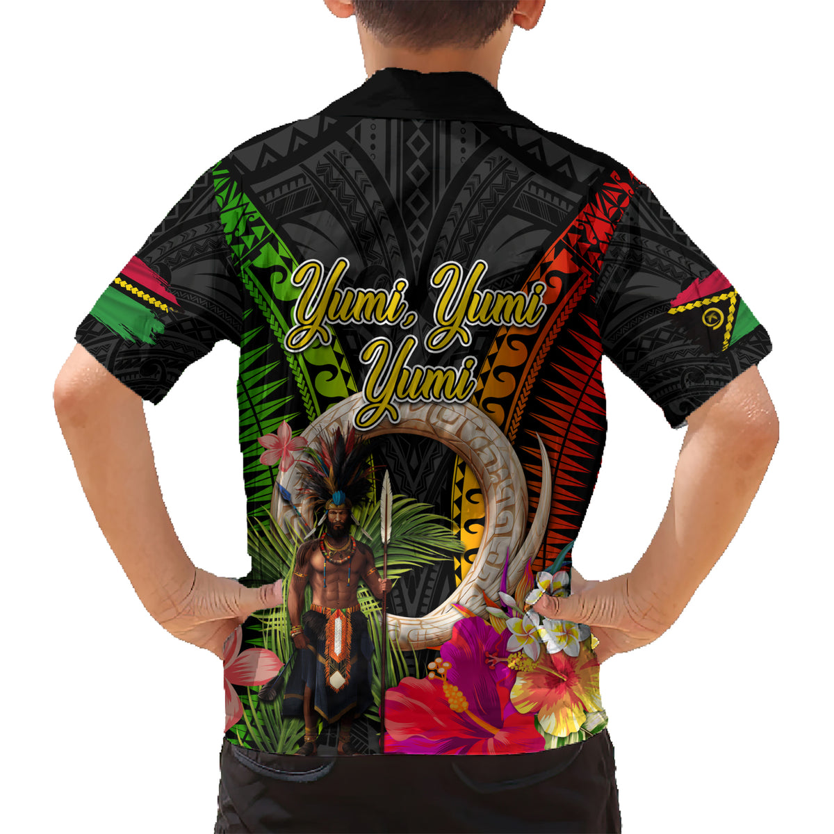 Vanuatu Independence Day Kid Hawaiian Shirt Boars Tusk and Melanesian Warrior Indipendens Dei LT03 - Polynesian Pride