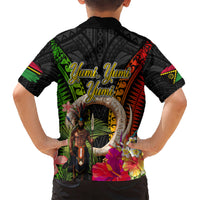Vanuatu Independence Day Kid Hawaiian Shirt Boars Tusk and Melanesian Warrior Indipendens Dei LT03 - Polynesian Pride