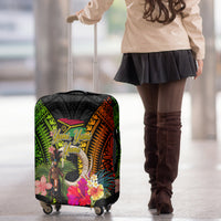 Vanuatu Independence Day Luggage Cover Boars Tusk and Melanesian Warrior Indipendens Dei