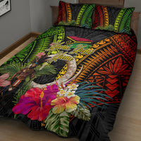 Vanuatu Independence Day Quilt Bed Set Boars Tusk and Melanesian Warrior Indipendens Dei LT03 - Polynesian Pride