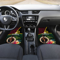 Vanuatu Indipendens Dei Car Mats Boars Tusk and Melanesian Warrior Hibiscus
