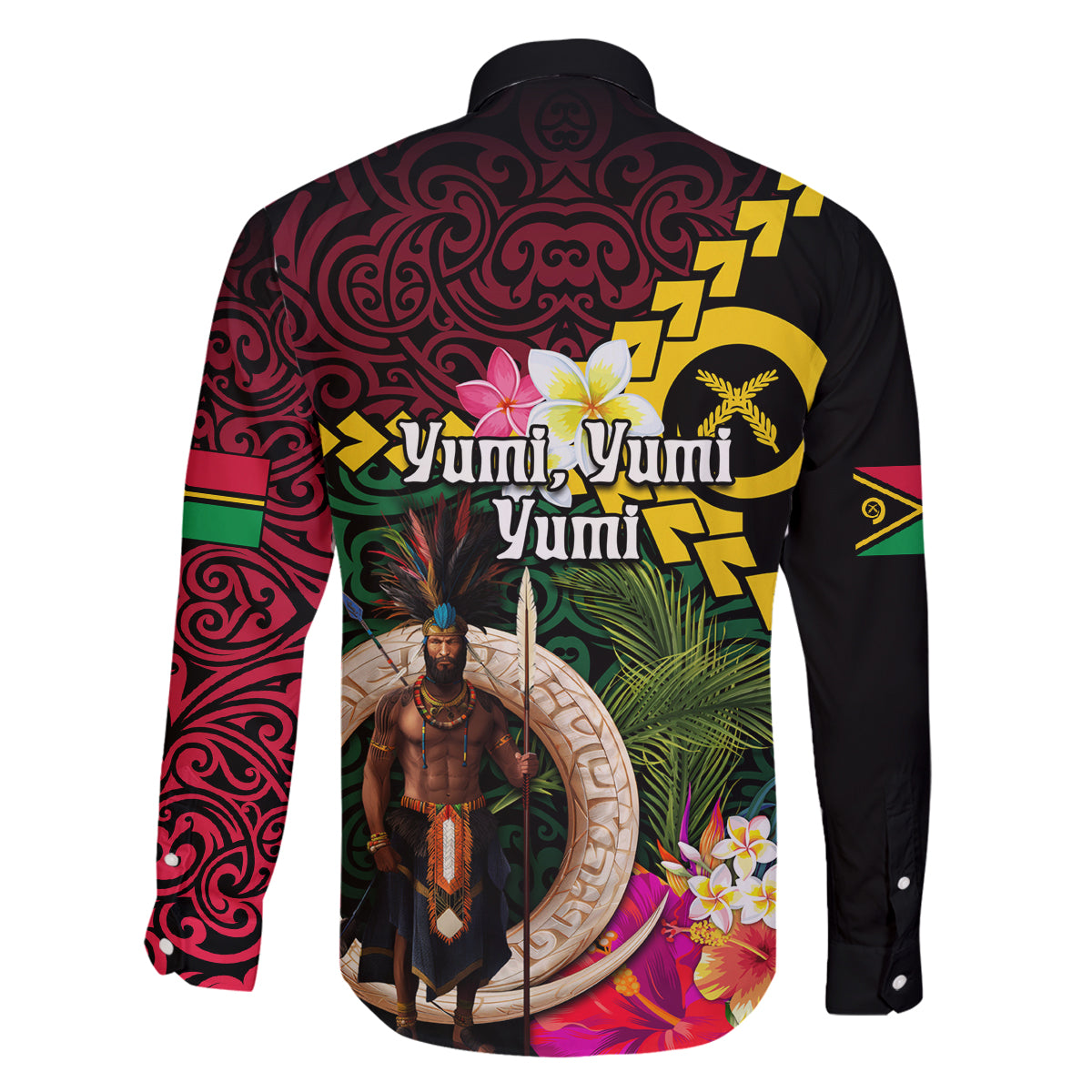 Vanuatu Indipendens Dei Family Matching Mermaid Dress and Hawaiian Shirt Boars Tusk and Melanesian Warrior Hibiscus