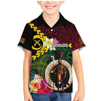 Vanuatu Indipendens Dei Family Matching Mermaid Dress and Hawaiian Shirt Boars Tusk and Melanesian Warrior Hibiscus