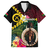Vanuatu Indipendens Dei Family Matching Tank Maxi Dress and Hawaiian Shirt Boars Tusk and Melanesian Warrior Hibiscus