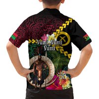 Vanuatu Indipendens Dei Hawaiian Shirt Boars Tusk and Melanesian Warrior Hibiscus