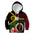 Vanuatu Indipendens Dei Kid Hoodie Boars Tusk and Melanesian Warrior Hibiscus