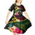 Vanuatu Indipendens Dei Kid Short Sleeve Dress Boars Tusk and Melanesian Warrior Hibiscus