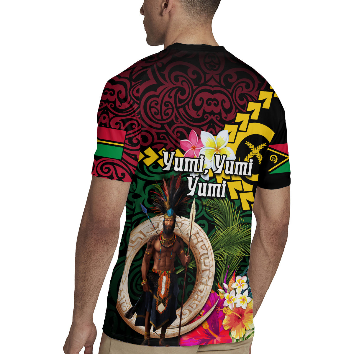Vanuatu Indipendens Dei Rugby Jersey Boars Tusk and Melanesian Warrior Hibiscus