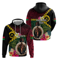 Vanuatu Indipendens Dei Zip Hoodie Boars Tusk and Melanesian Warrior Hibiscus