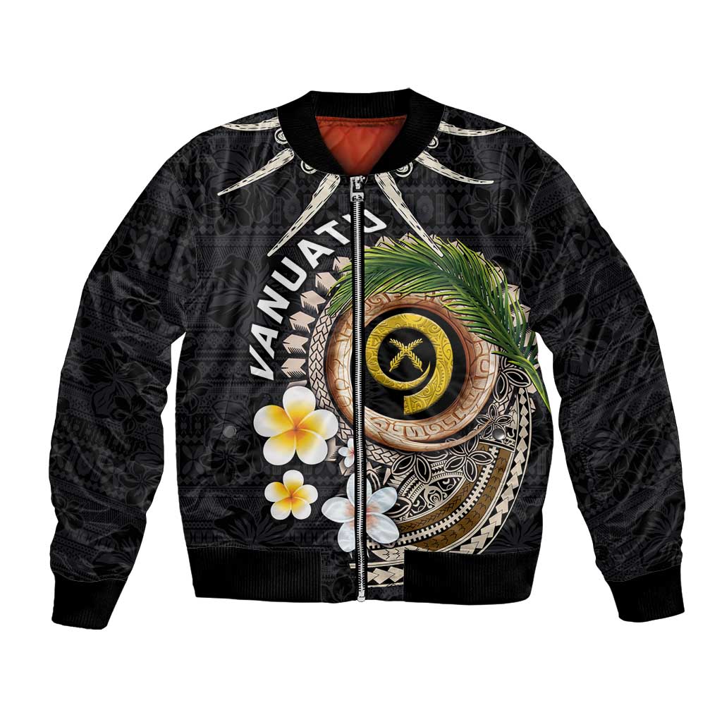 Vanuatu Independence Day Bomber Jacket Melanesian Tribal Pig Tusk with Tropical Plants