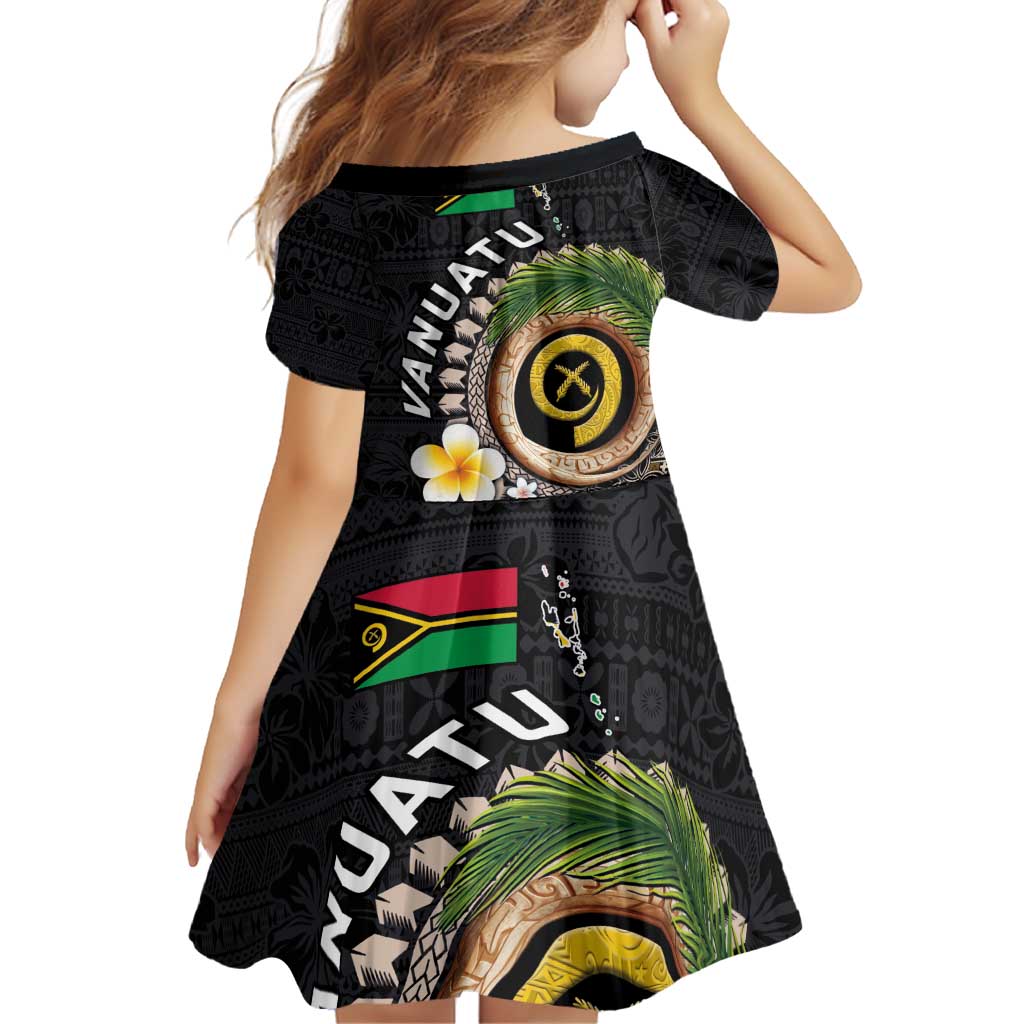 Vanuatu Independence Day Family Matching Off Shoulder Short Dress and Hawaiian Shirt Melanesian Tribal Pig Tusk with Tropical Plants