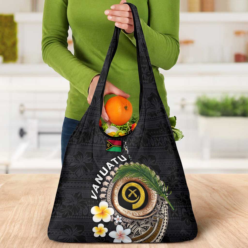 Vanuatu Independence Day Grocery Bag Melanesian Tribal Pig Tusk with Tropical Plants