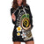 Vanuatu Independence Day Hoodie Dress Melanesian Tribal Pig Tusk with Tropical Plants