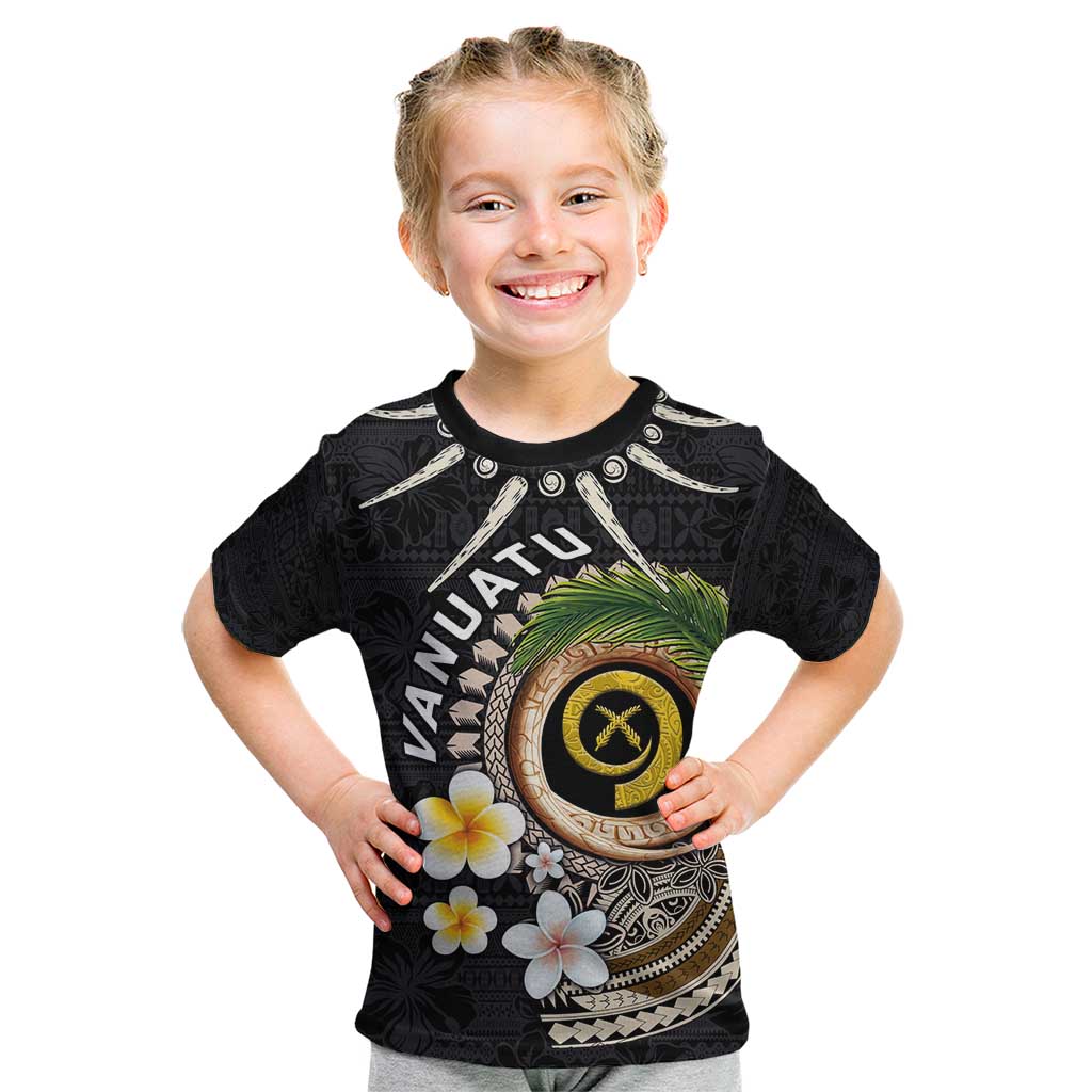Vanuatu Independence Day Kid T Shirt Melanesian Tribal Pig Tusk with Tropical Plants