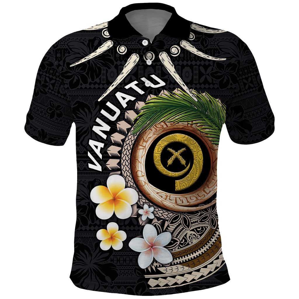 Vanuatu Independence Day Polo Shirt Melanesian Tribal Pig Tusk with Tropical Plants