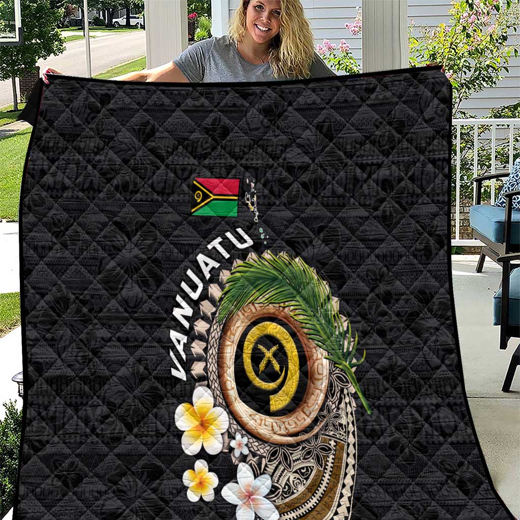 Vanuatu Independence Day Quilt Melanesian Tribal Pig Tusk with Tropical Plants