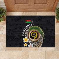 Vanuatu Independence Day Rubber Doormat Melanesian Tribal Pig Tusk with Tropical Plants