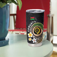 Vanuatu Independence Day Tumbler Cup Melanesian Tribal Pig Tusk with Tropical Plants