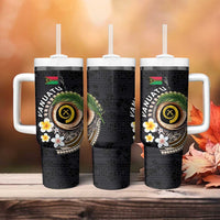 Vanuatu Independence Day Tumbler With Handle Melanesian Tribal Pig Tusk with Tropical Plants
