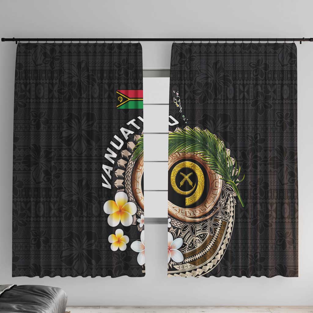 Vanuatu Independence Day Window Curtain Melanesian Tribal Pig Tusk with Tropical Plants