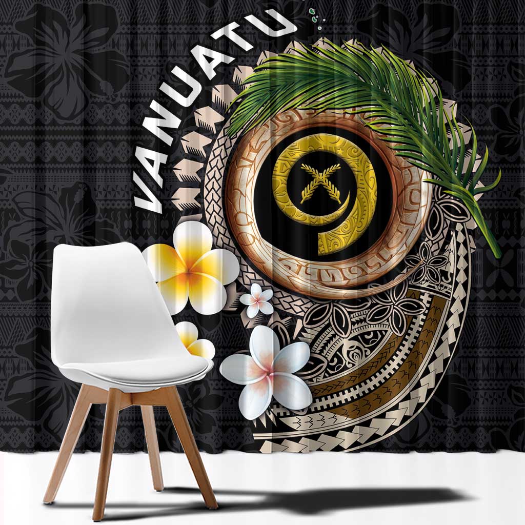 Vanuatu Independence Day Window Curtain Melanesian Tribal Pig Tusk with Tropical Plants
