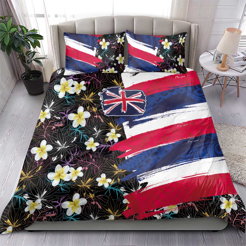 Hawaiian Flag Day Bedding Set Tropical Flowers and Leaves