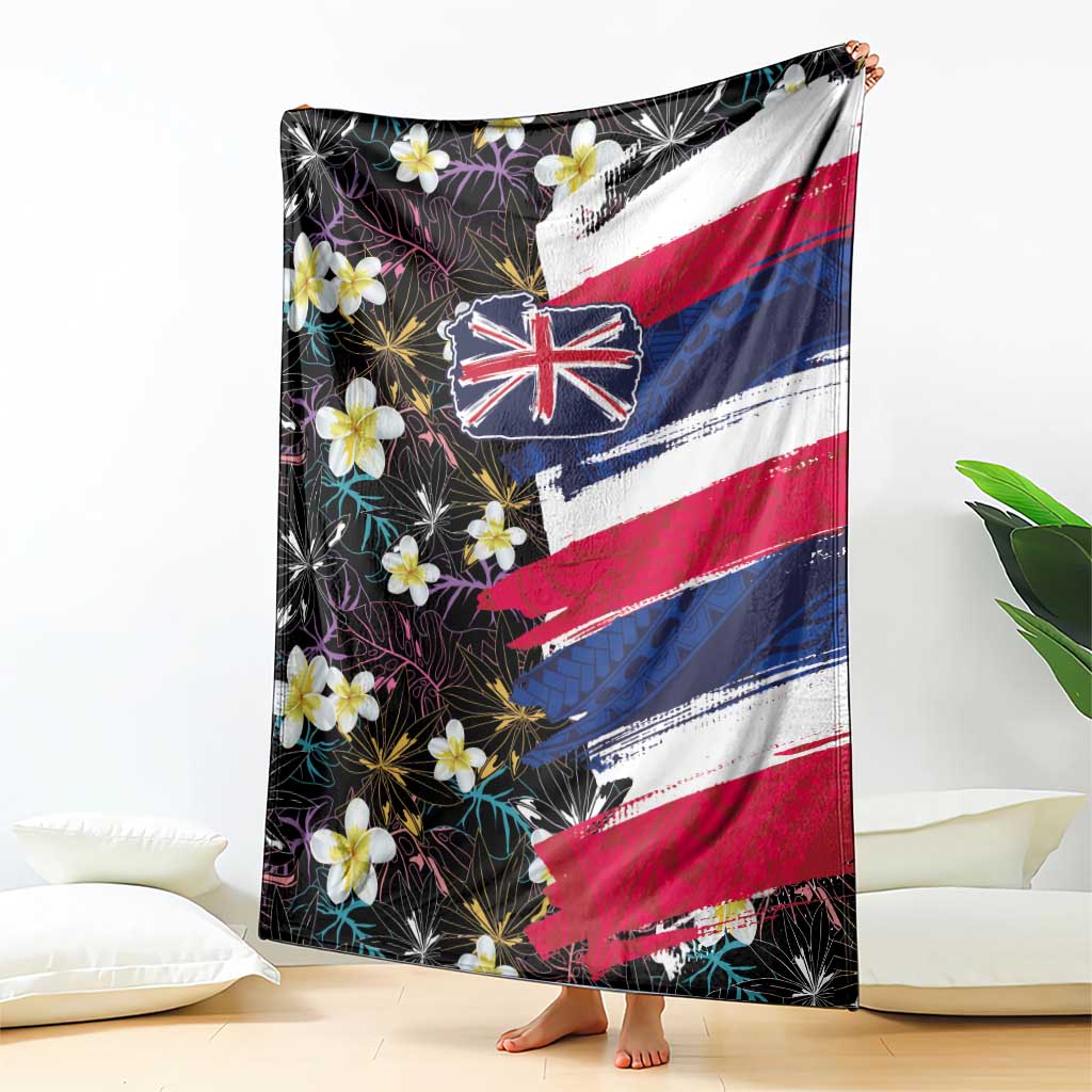 Hawaiian Flag Day Blanket Tropical Flowers and Leaves